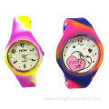 fashion color mixture silicone quartz watch